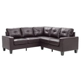 Glory Furniture Newbury Dark Brown Faux Leather Sectional with Ottoman