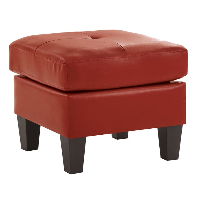 Glory Furniture Newbury Red Faux Leather Ottoman GLRY-G465-O