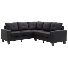 Glory Furniture Newbury Black Fabric Sectional with Ottoman