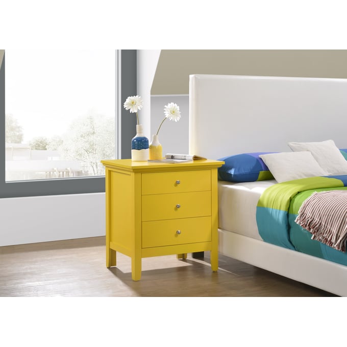 Glory Furniture Louis Phillipe 3 Drawer Nightstand in Yellow