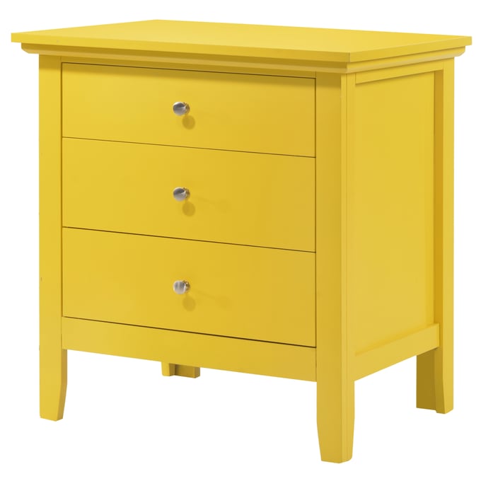 Glory Furniture Louis Phillipe 3 Drawer Nightstand in Yellow