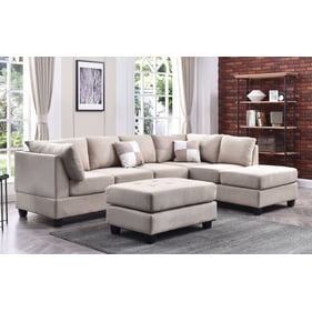 Glory Furniture Malone Vanilla Sectional with Ottoman