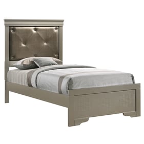 Glory Furniture Lorana Silver Champagne Tufted Twin Bed