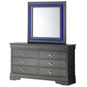 Glory Furniture Lorana Metalic Black LED Dresser and Mirror