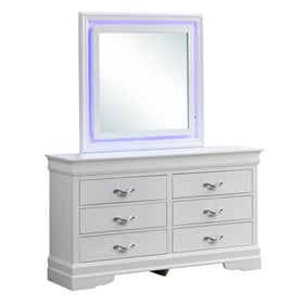 Glory Furniture Lorana White Pearl LED Dresser and Mirror