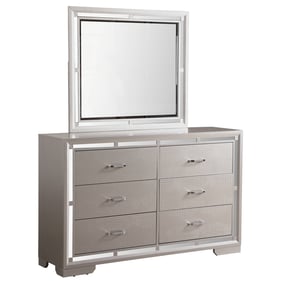 Glory Furniture Alana Silver Champagne Dresser and Mirror