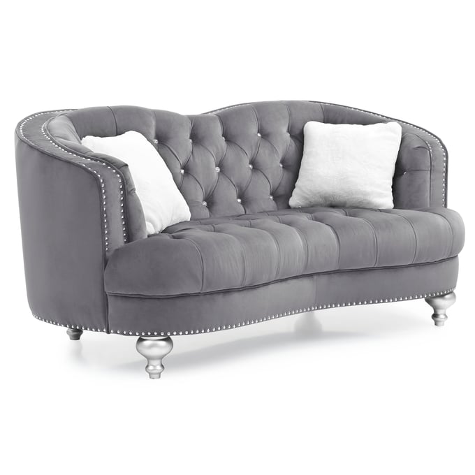 Glory Furniture Jewel Gray Velvet Loveseat GLRY-G755-L