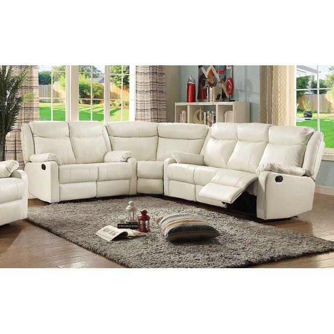 Glory Furniture Ward Pearl Faux Leather 3pc Sectional GLRY-G762-SEC-S3