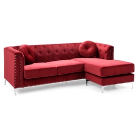 Glory Furniture Pompano Burgundy Velvet Sofa Chaise