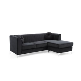 Glory Furniture Delray Black Velvet Microsuede Sofa Chaise