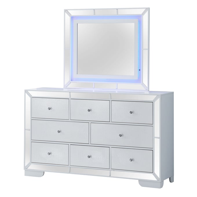 Glory Furniture Hollywood Hills White Dresser and Mirror GLRY-G8180-DRMR