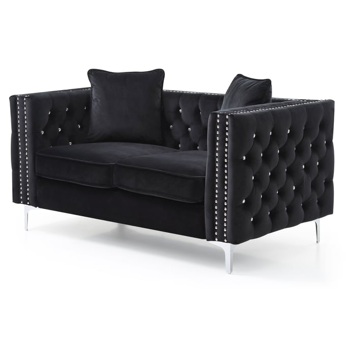 Glory Furniture Paige Black Velvet Loveseat GLRY-G828A-L