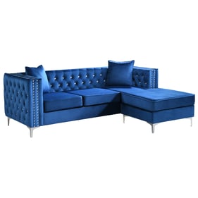 Glory Furniture Paige Blue Velvet Sofa Chaise