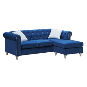 Glory Furniture Raisa Navy Blue Velvet Sofa Chaise