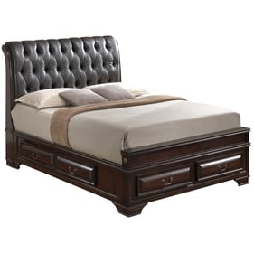 Glory Furniture LaVita Cappuccino Faux Leather Tufted Queen Storage Bed