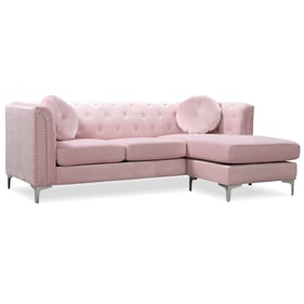 Glory Furniture Pompano Pink Velvet Sofa Chaise