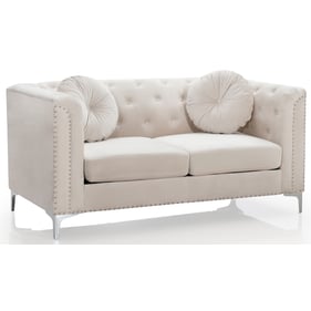 Glory Furniture Pompano Ivory Velvet Loveseat