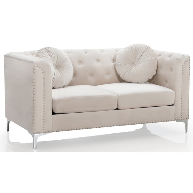 Glory Furniture Pompano Ivory Velvet Loveseat GLRY-G898A-L