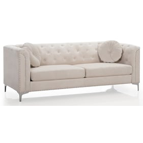 Glory Furniture Pompano Ivory Velvet Sofa