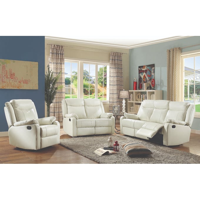 Glory Furniture Ward Pearl Faux Leather 3pc Living Room Set GLRY-G762A-RC-LR-S3