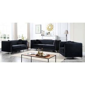 Glory Furniture Delray Black Velvet Microsuede 3pc Living Room Set