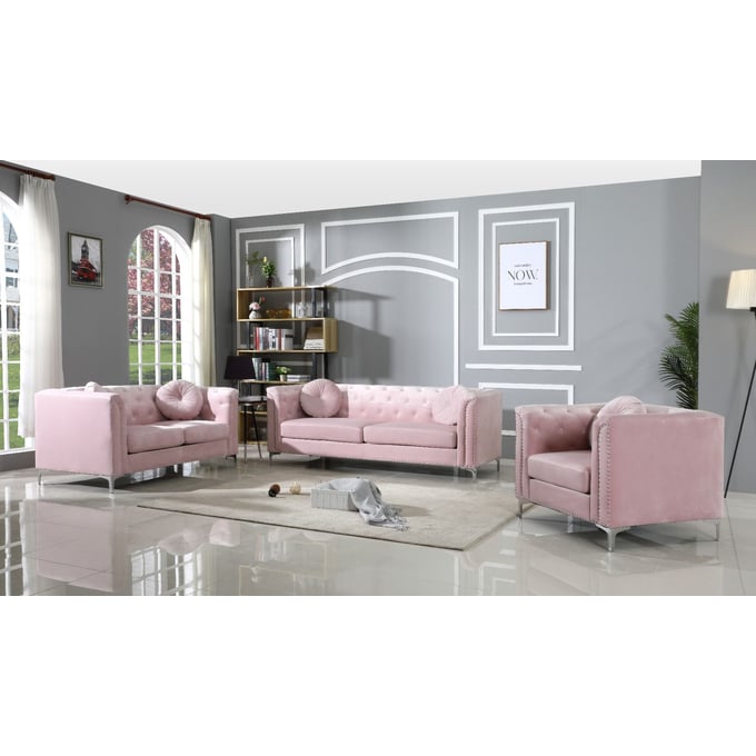 Glory Furniture Pompano Pink Velvet 3pc Living Room Set GLRY-G894A-LR-S5