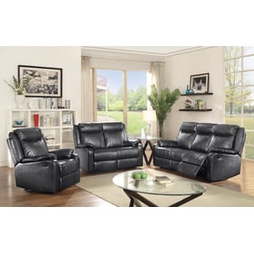 Glory Furniture Ward Black Faux Leather 3pc Living Room Set