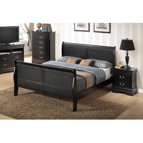 Glory Furniture Louis Phillipe Black King Sleigh 2pc Bedroom Set with Two D...