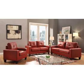 Glory Furniture Newbury Red Faux Leather 3pc Living Room Set