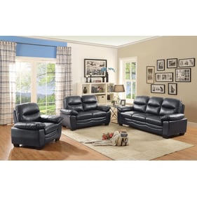 Glory Furniture Marta Casual Black Faux Leather 3pc Living Room Set