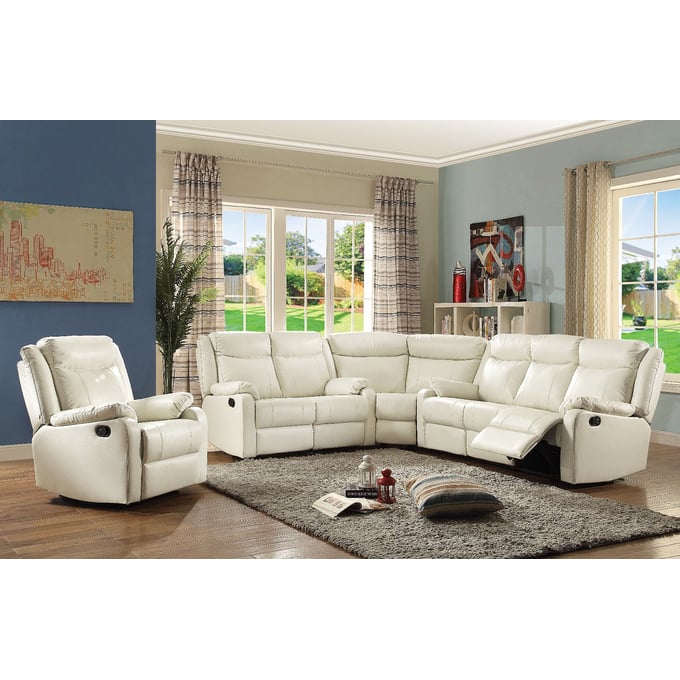 Glory Furniture Ward Pearl Faux Leather 4pc Living Room Set GLRY-G762-LR-S3