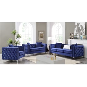 Glory Furniture Paige Blue Velvet 3pc Living Room Set