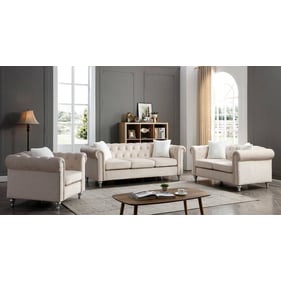 Glory Furniture Raisa Beige Velvet 3pc Living Room Set