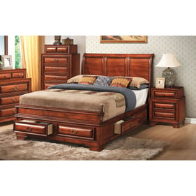 Glory Furniture LaVita Oak 4pc Bedroom Set With King Storage Bed