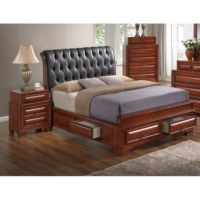 Glory Furniture Lavita Oak 2pc Bedroom Set with King Tufted Storage Bed GLRY-G8850E-KB5-BR-S2