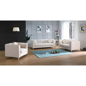 Glory Furniture Pompano Ivory Velvet 3pc Living Room Set