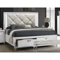 Prism Modern Style Queen LED-Lit Bed with Padded Tufting & 2-Drawer Storage