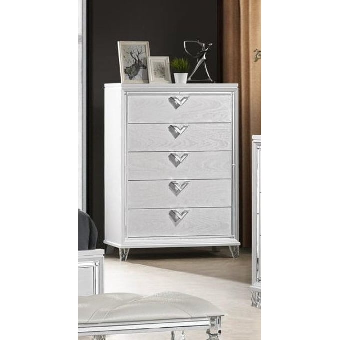 Galaxy Home Prism Light Pearl 5 Drawer Chest GLXY-601955549295