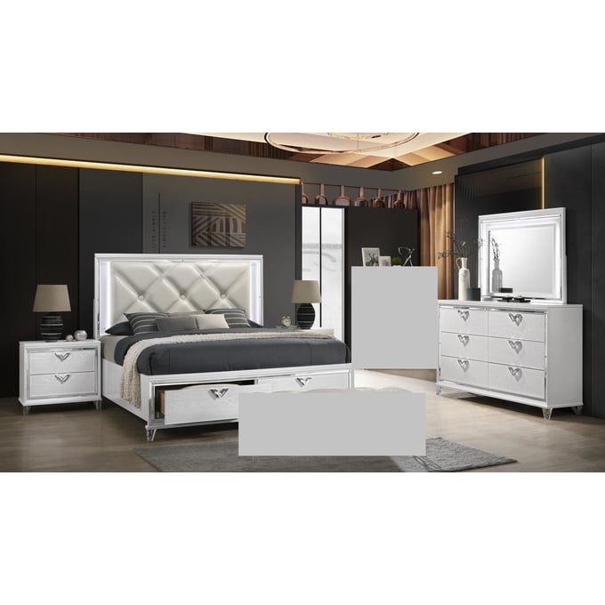 Galaxy Home Prism Light Pearl 4pc King Bedroom Set GLXY-601955549332