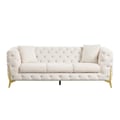 Contempo Modern Transitional Style Upholstery Sofa Made with Buckle Fabric & Gold Accent Legs in Beige