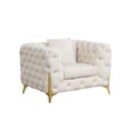 Contempo Modern Transitional Style Upholstery Chair Made with Buckle Fabric & Gold Accent Legs in Beige