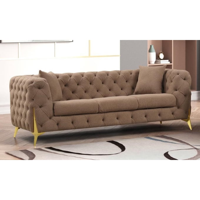 Galaxy Home Comtempo Boucle Brown Sofa GLXY-601955549851