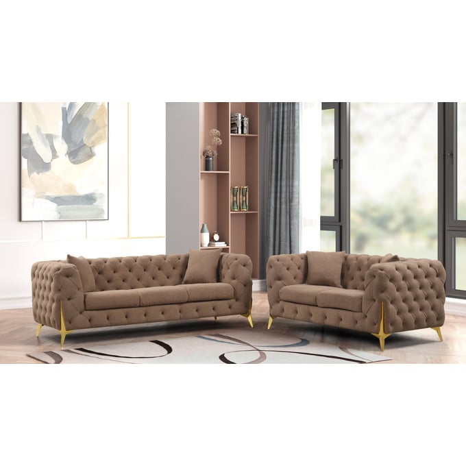 Galaxy Home Comtempo Boucle Brown 2pc Living Room Set GLXY-601955549882