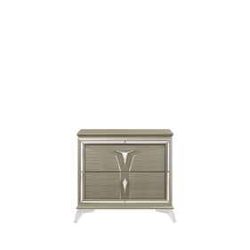 Galaxy Home Samantha Olive Silver 2 Drawer Nightstand