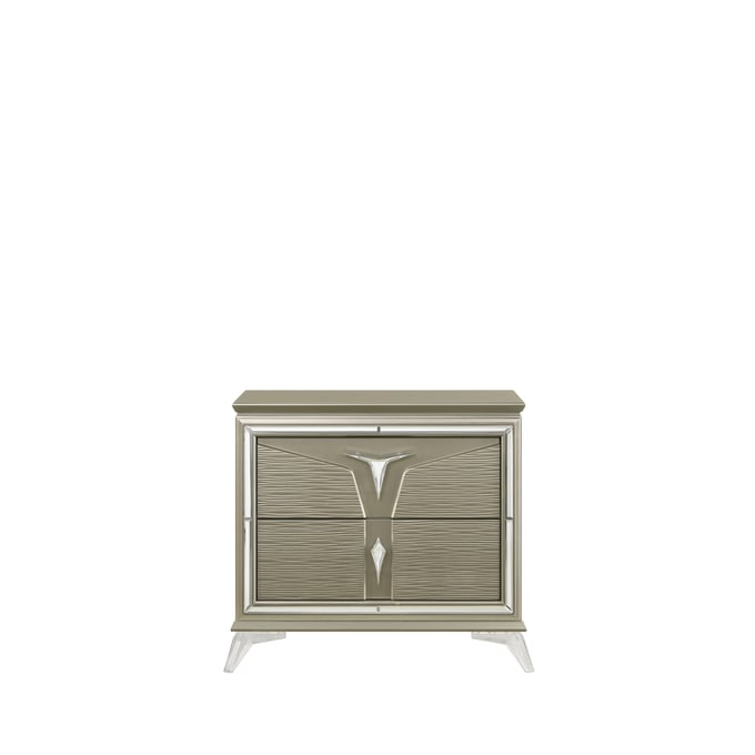 Galaxy Home Samantha Olive Silver 2 Drawer Nightstand GLXY-601955550345