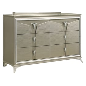 Galaxy Home Samantha Olive Silver 6 Drawer Dresser