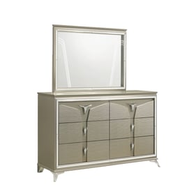 Galaxy Home Samantha Olive Silver Dresser and Mirror