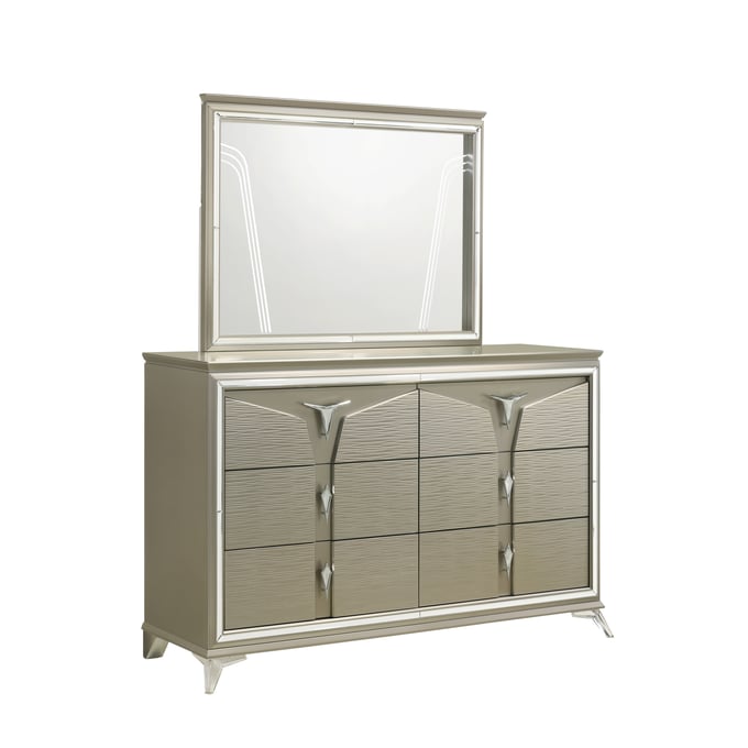 Galaxy Home Samantha Olive Silver Dresser and Mirror GLXY-601955550376-DRMR