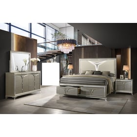 Galaxy Home Samantha Olive Silver 4pc Queen Bedroom Set