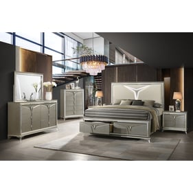 Galaxy Home Samantha Olive Silver 5pc Queen Bedroom Set